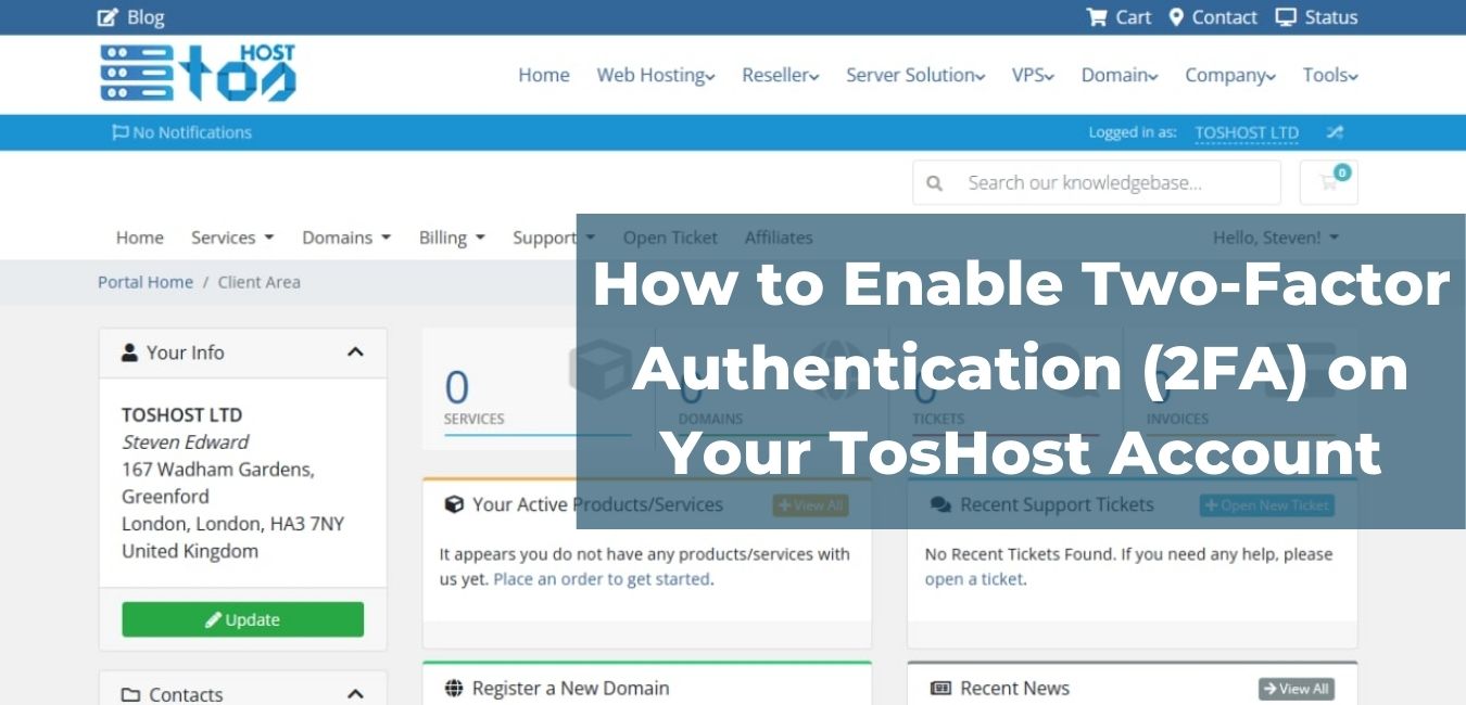 How to Enable Two-Factor Authentication (2FA) on Toshost